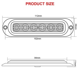Lampa gabarit, 6 LED-uri, 12-24V, potrivita pentru asistenta rutiera, platforme, galbena, 112 x 29 mm - Img 3