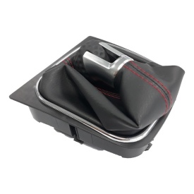 Nuca schimbator cu manson VW Golf V 2003-2008, Vw Golf VI 2008-2012, VW Jetta 2005-2010, 5 trepte, cusatura rosie, GTI Design - Img 5