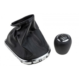Nuca schimbator de viteze cu rama si manson piele ecologica compatibil cu Chevrolet Cruze 2009-2015, 6 trepte, culoare negru cu crom