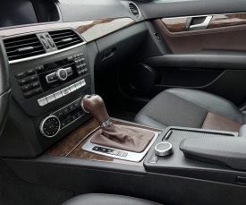Nuca schimbator de viteze cu rama si manson piele ecologica compatibil Mercedes Clasa C W204 2007-2014, cutie automata, culoare maro - Img 4