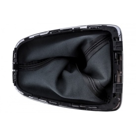 Nuca schimbator de viteze cu rama si manson piele ecologica compatibil Opel Crossland 2017->, 5 trepte, culoare negru cu crom - Img 3