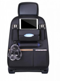 Organizator auto universal pentru scaun din Piele Ecologica, 60 x 40 cm, Negru