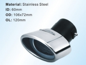 Ornament toba inox, oval 106x72mm, diam. intrare 60 mm, lungime 150 mm - Img 2
