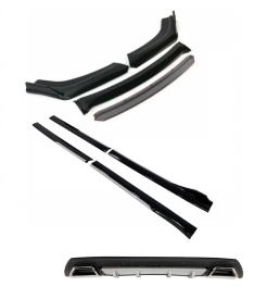 Pachet exterior aero universal, prelungire bara fata, praguri laterale negru cu gri si difuzor negru cu gri