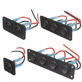 Panou incastrabil cu 3 butoane auto, cu LED Albastru, ON-OFF, universal, 12V - Img 3