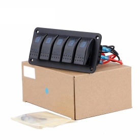 Panou incastrabil cu 5 butoane auto cu LED, ON-OFF, universal, 12-24V - Img 3
