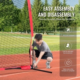 Plasa de protectie VEVOR Barricade Backstop, plasa de bariera pentru sporturi cu minge de 4,8 x 3 m, echipament portabil de antrenament cu geanta de transport, protectie pentru antrenament de baseball, softball, lacrosse, fotbal, hochei, pentru curte - Img 7