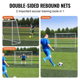 Poarta Fotbal, echipament de antrenament pentru Fotbal din fier dimensiune 2,43 x 1,82 m, cu plasa de rebound fata-verso - Img 4