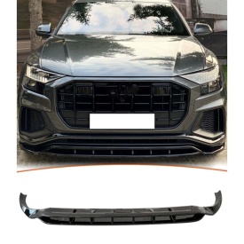 Prelungire bara fata compatibil cu Audi Q8 2018->, negru lucios, pentru bara S-Line