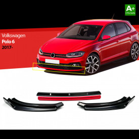 Prelungire bara fata compatibila VW POLO 2018->, 4 piese buza rosie - Img 2