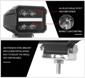 Proiector auto cu LED, universal, lumini de zi DRL alb si portocaliu, 12V-24V, E-mark - Img 6
