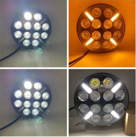 Proiector cu led camion faza lunga si pozitie, diametru 180mm, 12V-24V, pozitie cu leduri alb - portocaliu - Img 3
