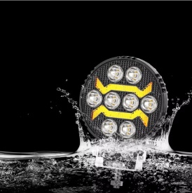 Proiector LED rotund, 12-24V universal, lumina alba, pozitie galbena, 1500LM, pentru camioane tractor rollbar offroad ATV jeep utilaje agricole - Img 3