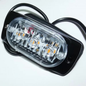 Proiector stroboscopic 3 LED-uri, 3W, 12-24V, in grila, subtire, galben