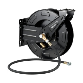 Rola pentru furtun de spalare cu presiune, 15,2 m x 9,5 mm, retractabila, din otel, pentru sarcini mari, 4000 PSI max, reincarcare automata, montare flexibila pe perete sau podea pentru spalare auto, gradina - Img 11