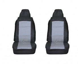 Set 2 huse scaune auto pentru fata, material textil, negru cu gri - Img 4
