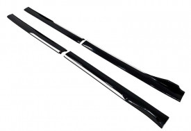Set 2 Prelungiri praguri tuning 210 cm, negru lucios cu buza alba - Img 2