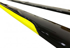 Set 2 Prelungiri praguri tuning 210 cm, negru lucios cu buza galbena - Img 3
