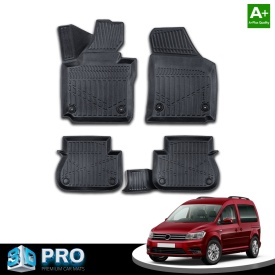 Set covorase auto cauciuc VW CADDY 2015-2020, forma tavita 3D - Img 2