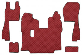 Set covorase camion, piele ecologica compatibil cu SCANIA R 2010-2016 Rosu, MANUALA, scaune normale