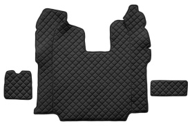 Set covorase camion, piele ecologica compatibil cu Scania R 2012-> cu scaun pasager convertibil, Negru AUTOMAT - Img 3