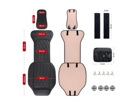 Set de 2 huse pentru scaune auto, cu buzunar de depozitare si perne pentru centura de siguranta, negru - Img 3