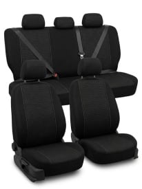 Set huse auto pentru scaune compatibile cu SKODA OCTAVIA III 2012-2020, fara cotiera spate, material textil negru, Lichidare stoc!