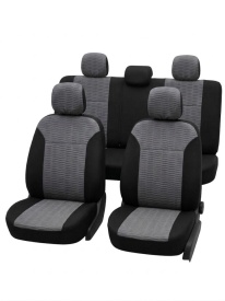 Set huse auto pentru scaune compatibile Dacia Duster I 2014-2017, material textil negru cu gri inchis, Lichidare stoc!