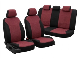 Set huse auto pentru scaune compatibile Skoda Octavia II 2004-2012, material textil, negru cu visiniu, Lichidare de stoc!