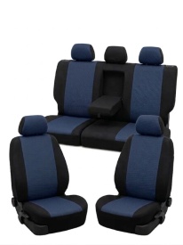 Set huse auto pentru scaune, VW GOLF IV 1998-2005, material textil negru cu albastru inchis, Lichidare stoc!