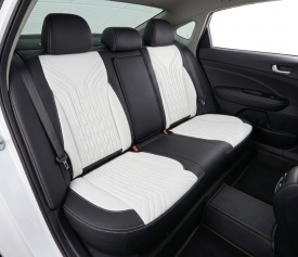 Set huse scaune auto compatibil Audi A3 8P 2003-2012, fata-spate, material textil Negru cu alb - Img 2