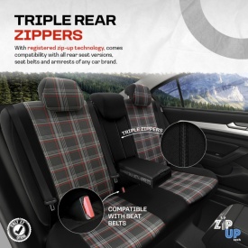 Set huse scaune auto compatibil Dacia Duster 2010-2017, fata-spate, Otom Luxury, GTI SPORTS Design, material textil cu piele ecologica - Img 4
