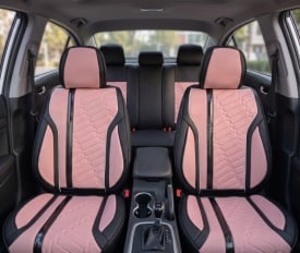 Set huse scaune auto compatibil FORD FOCUS III 2012-2018, fata-spate, Lady Line Negru cu roz
