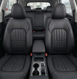 Set huse scaune auto compatibil FORD KUGA II 2012-2018, fata-spate, piele ecologica neagra