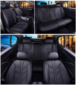 Set huse scaune auto compatibil Hyundai i20 2015-2020, fata-spate, piele ecologica negra - Img 3