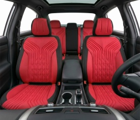 Set huse scaune auto compatibil Opel Corsa E 2014-2019, fata-spate, material textil Negru cu rosu