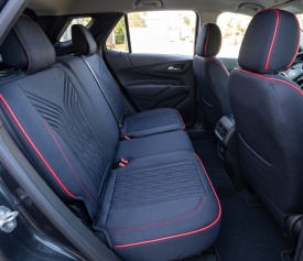 Set huse scaune auto compatibil Renault Fluence 2009-2016, fata-spate, material textil negru cu cusatura rosie - Img 4
