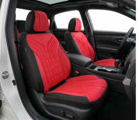 Set huse scaune auto compatibil Skoda Superb I 2002-2008, fata-spate, material textil Negru cu rosu - Img 3