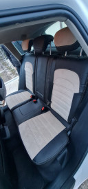 Set huse scaune auto, dedicate Audi A6 C7 2011-2018, piele ecologica cu textil, negru cu negru, Lichidare stoc! - Img 4