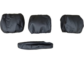Set huse scaune auto, dedicate Mercedes Sprinter 2006-2017, 2+1 fata, piele ecologica neagra si cusatura maro in romb - Img 4