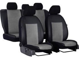 Set huse scaune auto, dedicate Opel Zafira C 2012->, cu 7 locuri, piele ecologica cu alcantara, negru cu gri
