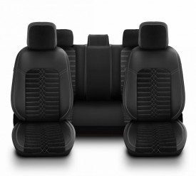 Set huse scaune auto GALAXY, universale, fata-spate, piele ecologica cu textil, negru cu gri