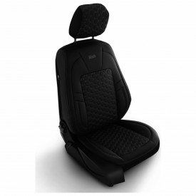 Set huse scaune auto piele ecologica negru, universale, fata-spate, Diamond Design - Img 2