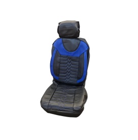 Set huse scaune auto, universale, fata-spate, bancheta fractionata, piele ecologica, negru cu albastru - Img 2