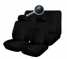 Set huse scaune auto, universale, fata-spate, bancheta fractionata, jacquard, negru - Img 5