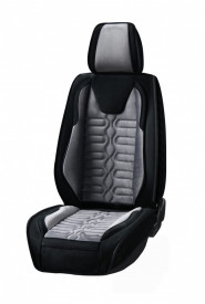 Set huse scaune auto universale, imitatie alcantara negru cu gri, fata-spate