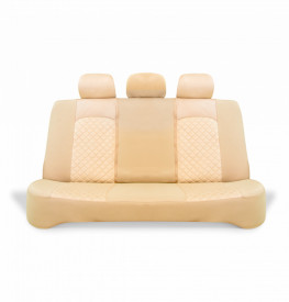 Set huse scaune auto universale, piele ecologica crem cu velur crem, fata-spate - Img 3