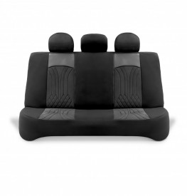 Set huse scaune auto universale seria SIDNEY, material textil negru si piele ecologica neagra, fata-spate, compatibil airbag - Img 3