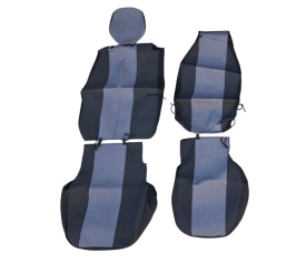 Set huse scaune autoutilitara 2+1 pentru fata culoare negru cu gri, material textil compatibil cu Renault Trafic 2014-2019 VAN - Img 6