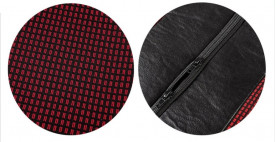 Set huse scaune autoutilitara 2+1 pentru fata culoare negru cu rosu, piele ecologica cu textil - Img 8